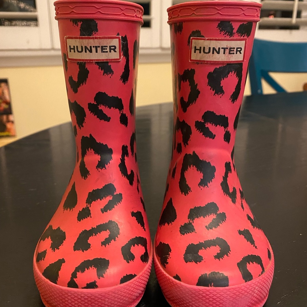 Hunter rain boots toddler US size 7 pink leopard print